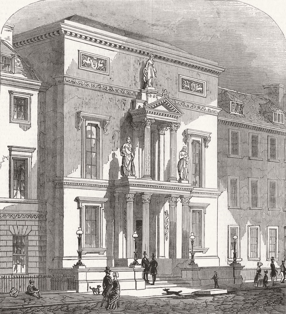 SCOTLAND. New Physicians Hall, Edinburgh 1845 old antique print picture
